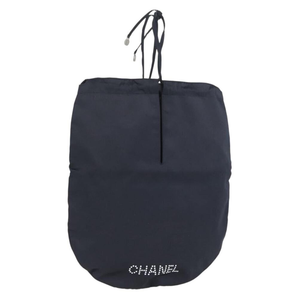 Chanel Satin Drawstring Bag Handbag Navy CC Blue